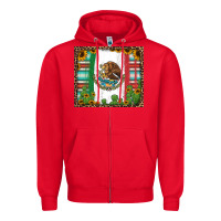 Red mexican flag background with cactus and sunflower tumbler Zipper Hoodie - Jasminsmagicworld