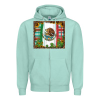 Seafoam mexican flag background with cactus and sunflower tumbler Zipper Hoodie - Jasminsmagicworld