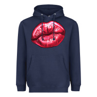 Navy lips mark Heavyweight Hoodie - NancyCooperArtShop