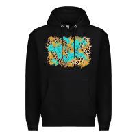 Black glitter leopard turquoise background Premium Hoodie - AdoDesignShop