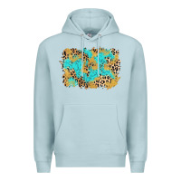 Blue Mist glitter leopard turquoise background Premium Hoodie - AdoDesignShop