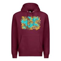 Burgundy glitter leopard turquoise background Premium Hoodie - AdoDesignShop
