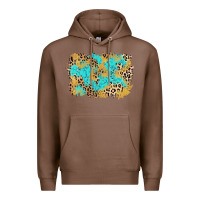 Chestnut glitter leopard turquoise background Premium Hoodie - AdoDesignShop