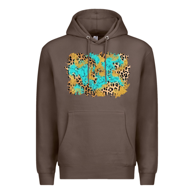 Glitter Leopard Turquoise Background Premium Hoodie by AdoDesignShop | Teevron