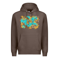 Coffee glitter leopard turquoise background Premium Hoodie - AdoDesignShop