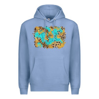 Colony Blue glitter leopard turquoise background Premium Hoodie - AdoDesignShop