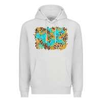 Dove Grey glitter leopard turquoise background Premium Hoodie - AdoDesignShop