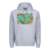 Heather Grey glitter leopard turquoise background Premium Hoodie - AdoDesignShop