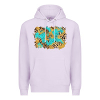 Lilac glitter leopard turquoise background Premium Hoodie - AdoDesignShop
