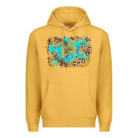 Mustard glitter leopard turquoise background Premium Hoodie - AdoDesignShop