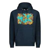 Navy glitter leopard turquoise background Premium Hoodie - AdoDesignShop