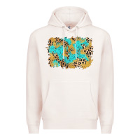 Pale Pink glitter leopard turquoise background Premium Hoodie - AdoDesignShop