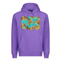 Purple glitter leopard turquoise background Premium Hoodie - AdoDesignShop