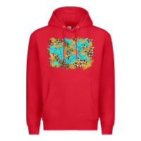 Red glitter leopard turquoise background Premium Hoodie - AdoDesignShop