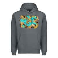 Rock glitter leopard turquoise background Premium Hoodie - AdoDesignShop