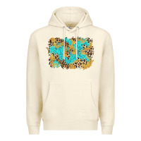 Sandshell glitter leopard turquoise background Premium Hoodie - AdoDesignShop