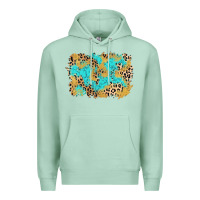 Seafoam glitter leopard turquoise background Premium Hoodie - AdoDesignShop
