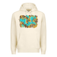 Tofu glitter leopard turquoise background Premium Hoodie - AdoDesignShop