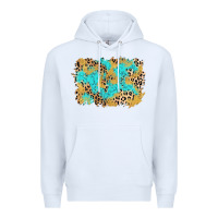 White glitter leopard turquoise background Premium Hoodie - AdoDesignShop