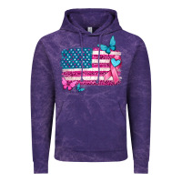Cloud Purple American flag breast cancer with ribbon Vintage Hoodie - texasbilliewilder