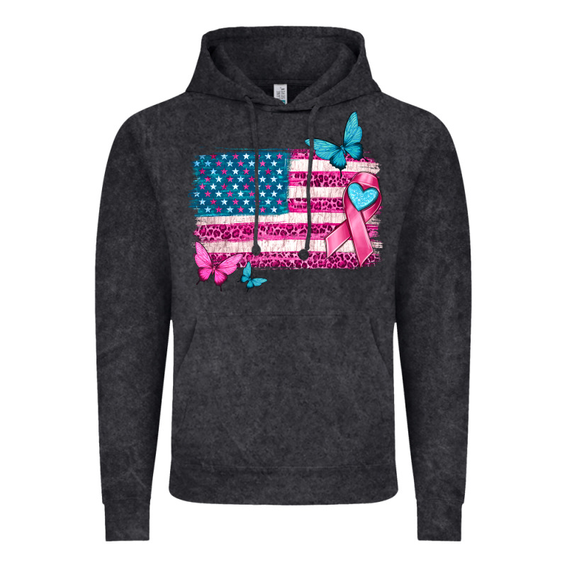 American Flag Breast Cancer With Ribbon Vintage Hoodie by texasbilliewilder | Teevron