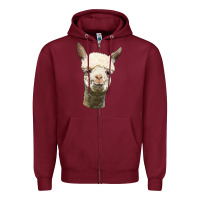 Burgundy Alpaca Head Zipper Hoodie - LillyAllenDesigns