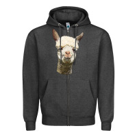 Charcoal Heather Alpaca Head Zipper Hoodie - LillyAllenDesigns
