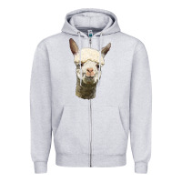 Heather Grey Alpaca Head Zipper Hoodie - LillyAllenDesigns