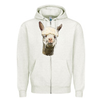 Oatmeal Heather Alpaca Head Zipper Hoodie - LillyAllenDesigns