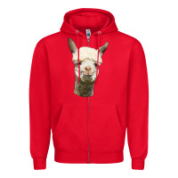 Red Alpaca Head Zipper Hoodie - LillyAllenDesigns