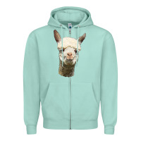 Seafoam Alpaca Head Zipper Hoodie - LillyAllenDesigns