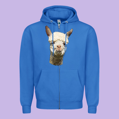 Alpaca Head Zipper Hoodie Designed By Lillyallendesigns