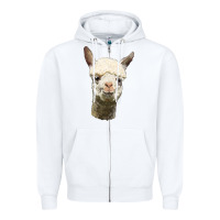 White Alpaca Head Zipper Hoodie - LillyAllenDesigns