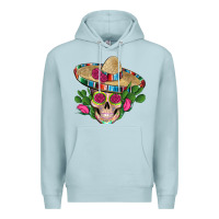 Blue Mist mexican skull sombrero roses cactus serape Premium Hoodie - Artiststas