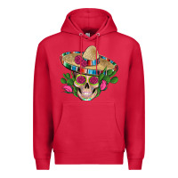 Cardinal mexican skull sombrero roses cactus serape Premium Hoodie - Artiststas