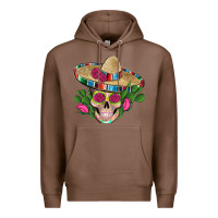 Chestnut mexican skull sombrero roses cactus serape Premium Hoodie - Artiststas