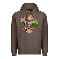 Coffee mexican skull sombrero roses cactus serape Premium Hoodie - Artiststas
