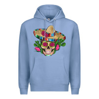 Colony Blue mexican skull sombrero roses cactus serape Premium Hoodie - Artiststas
