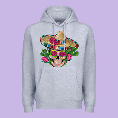 Mexican Skull Sombrero Roses Cactus Serape Premium Hoodie Designed By Artiststas