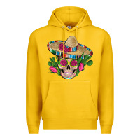 Lemon mexican skull sombrero roses cactus serape Premium Hoodie - Artiststas
