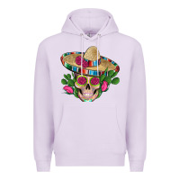 Lilac mexican skull sombrero roses cactus serape Premium Hoodie - Artiststas