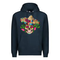 Navy mexican skull sombrero roses cactus serape Premium Hoodie - Artiststas