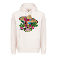 Pale Pink mexican skull sombrero roses cactus serape Premium Hoodie - Artiststas