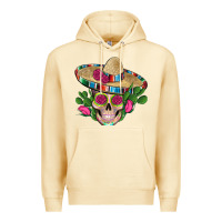 Pina Colada mexican skull sombrero roses cactus serape Premium Hoodie - Artiststas