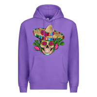 Purple mexican skull sombrero roses cactus serape Premium Hoodie - Artiststas
