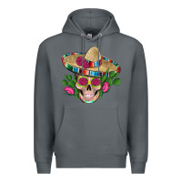 Rock mexican skull sombrero roses cactus serape Premium Hoodie - Artiststas