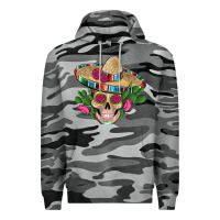 Slate Camo mexican skull sombrero roses cactus serape Premium Hoodie - Artiststas