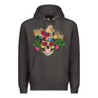 Smoke mexican skull sombrero roses cactus serape Premium Hoodie - Artiststas