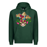 Sports Green mexican skull sombrero roses cactus serape Premium Hoodie - Artiststas