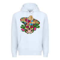 White mexican skull sombrero roses cactus serape Premium Hoodie - Artiststas